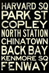 Boston MBTA Stations Vintage Subway RetroMetro Travel Poster